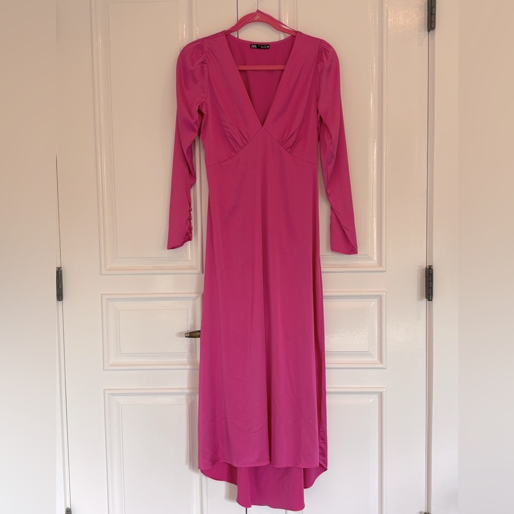Zara Pink Bias Cut Maxi Dress sz S
